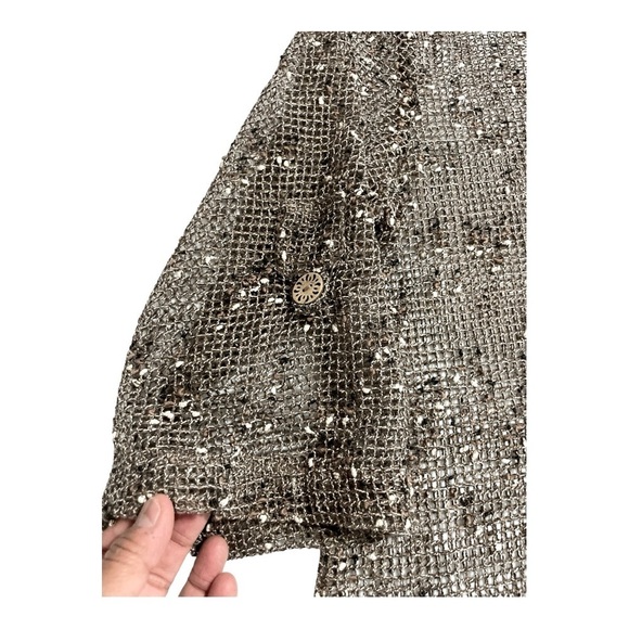 Nina Leonard Mocha Brown Coconut Button Knit Bolero Cardigan size XL - Picture 8 of 10